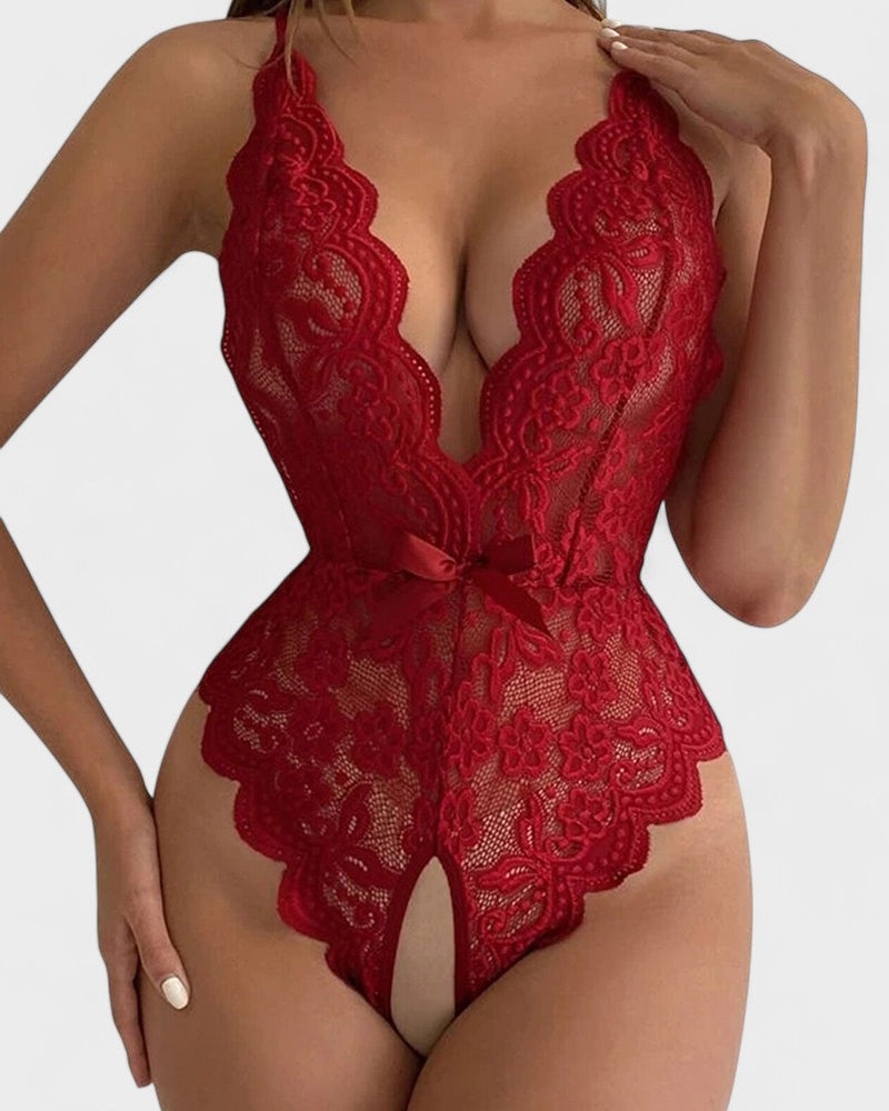 Agnes | Beige Body mit kurzen Ärmeln ohne Halskette