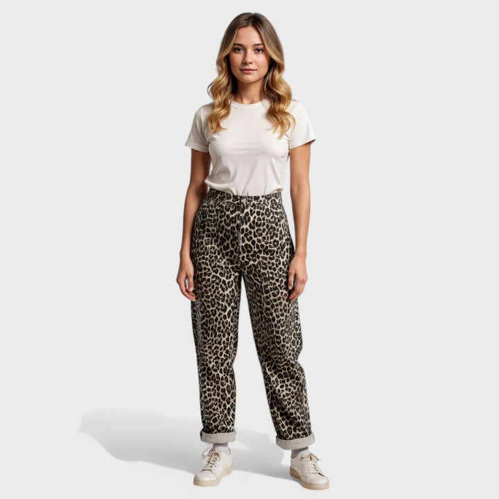 Vintage-Jeans mit Leopardenmuster